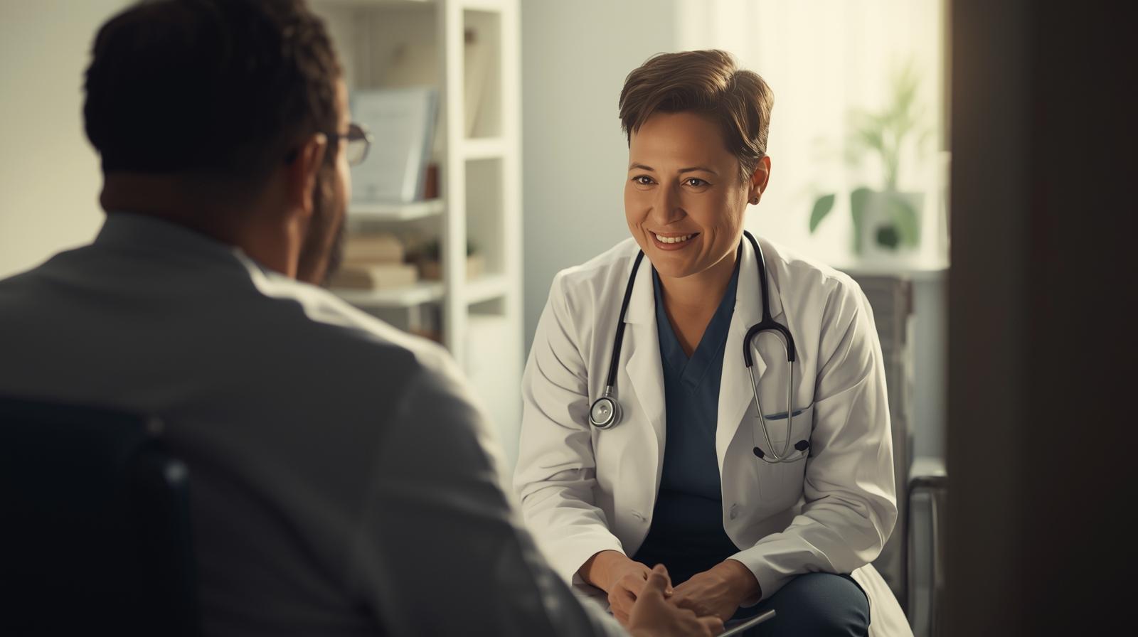 Please Provide An Image Of A Patient And A Doctor In A Private Clinic